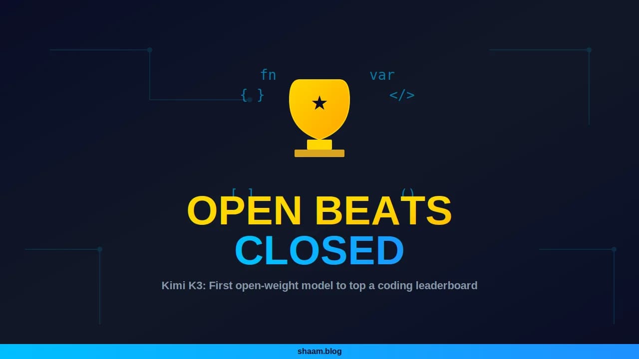 Kimi K3: First Open-Weight Model to Top a Coding Leaderboard